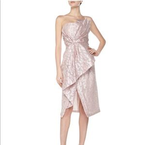 J. Mendel Strapless Origami Pink Bustier Dress